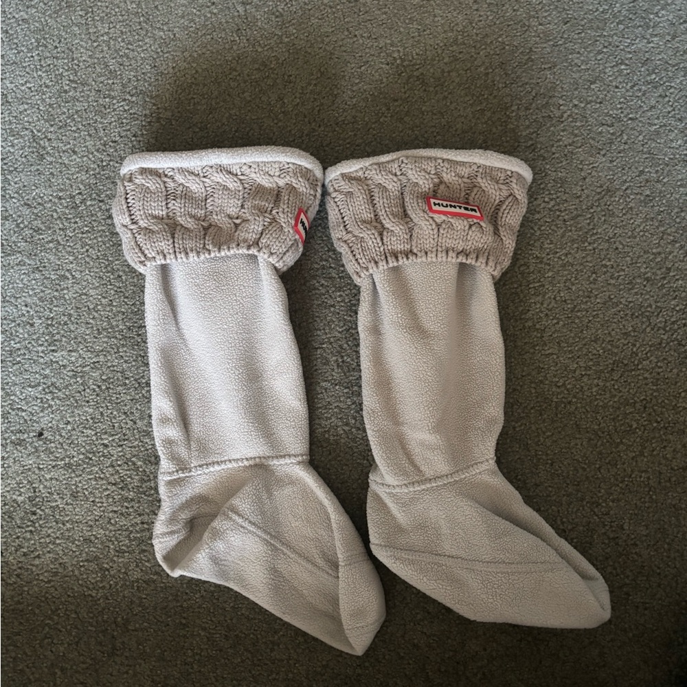 Hunter Light Grey Cable Knit Boot Socks